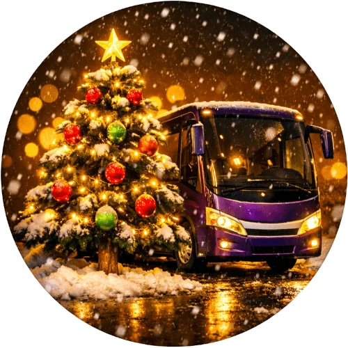 Christmas tree with a bus